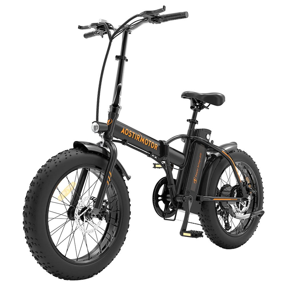 AOSTIRMOTOR A20 Folding Electric Bike 20*4.0 Fat Tire 36V 13Ah Battery 500W Motor 40km/h Max Speed - Black - Image 3