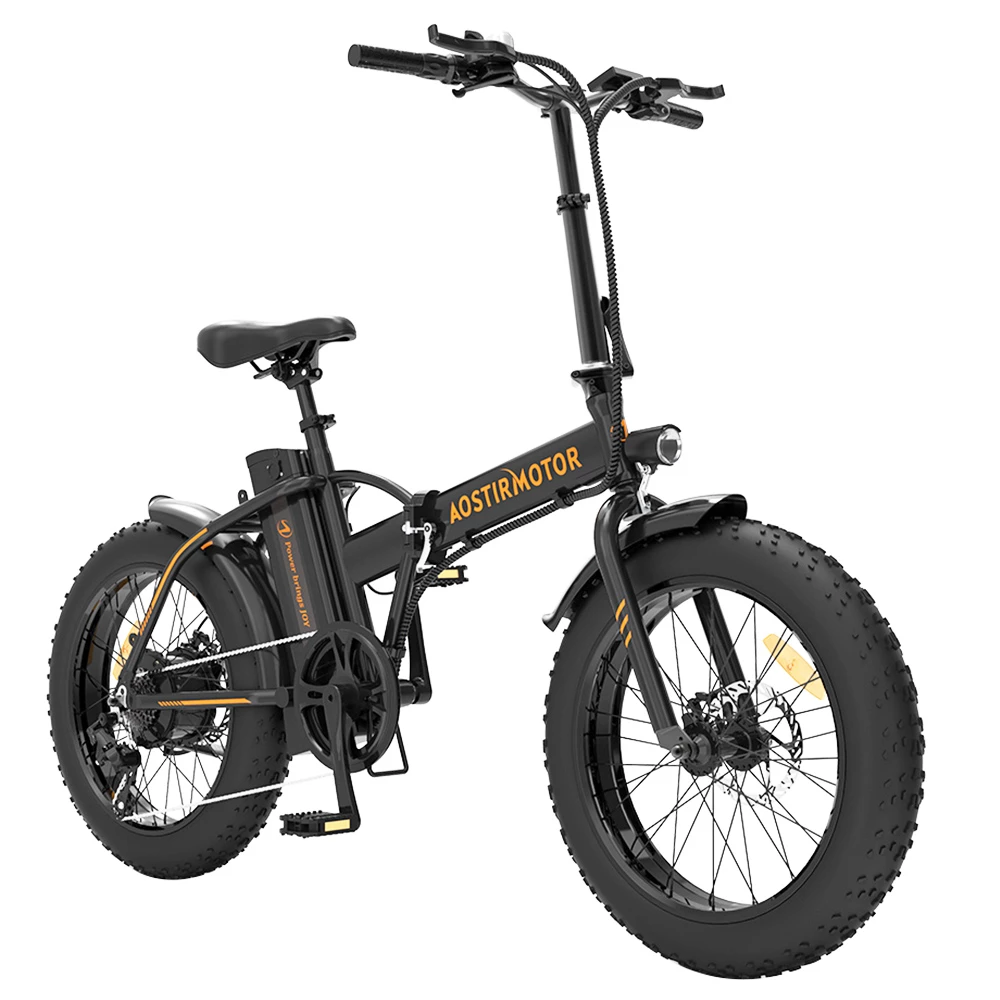AOSTIRMOTOR A20 Folding Electric Bike 20*4.0 Fat Tire 36V 13Ah Battery 500W Motor 40km/h Max Speed - Black - Image 4