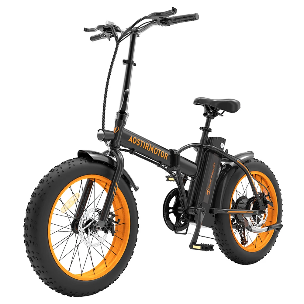 AOSTIRMOTOR A20 Folding Electric Bike 20*4.0 Fat Tire 36V 13Ah Battery 500W Motor 40km/h Max Speed - Orange - Image 3