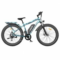 AOSTIRMOTOR S07-F Electric Bike 26*4.0'' Fat Tire 48V 13Ah Battery 750W Motor 7 Speed Shimano Gear - Ocean Blue Camo