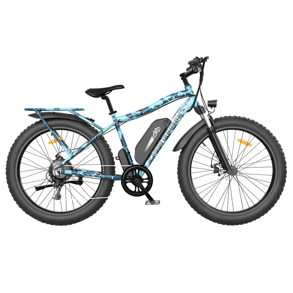 AOSTIRMOTOR S07-F Electric Bike 26*4.0'' Fat Tire 48V 13Ah Battery 750W Motor 7 Speed Shimano Gear - Ocean Blue Camo