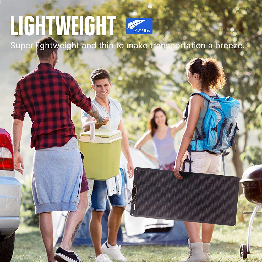 ATEM POWER 100W Monocrystalline Solar Panel Flexible 245 Degree Bendable for RV Tent Roof Boat Cabin Marine Camping - Image 3