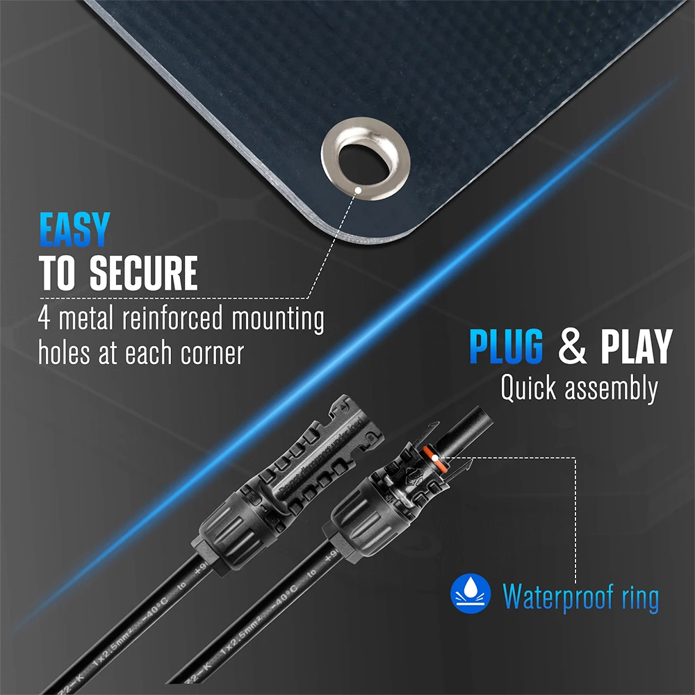 ATEM POWER 100W Monocrystalline Solar Panel Flexible 245 Degree Bendable for RV Tent Roof Boat Cabin Marine Camping - Image 6