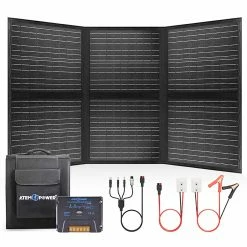 ATEM POWER 120W Portable Monocrystalline Solar Panel with 20A MPPT Charger Controller for Outdoor RV Boat Camping