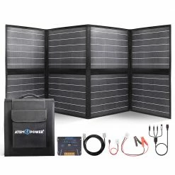 ATEM POWER 200W Portable Monocrystalline Solar Panel with 20A MPPT Charger Controller for Outdoor RV Boat Camping