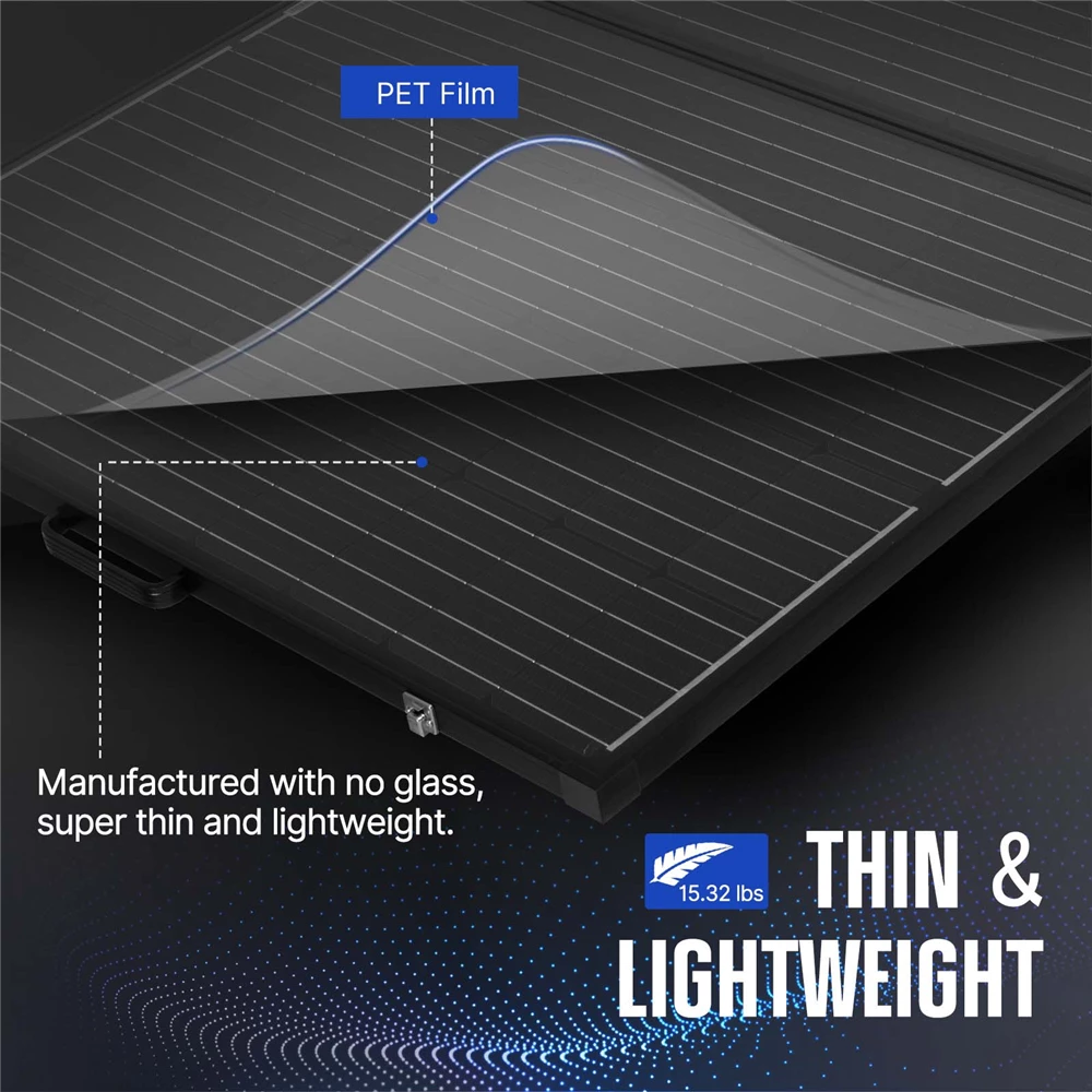 ATEM POWER 200W Portable Monocrystalline Solar Panel Without Glass 20A MPPT Controller with USB Output for RV Camping - Image 3