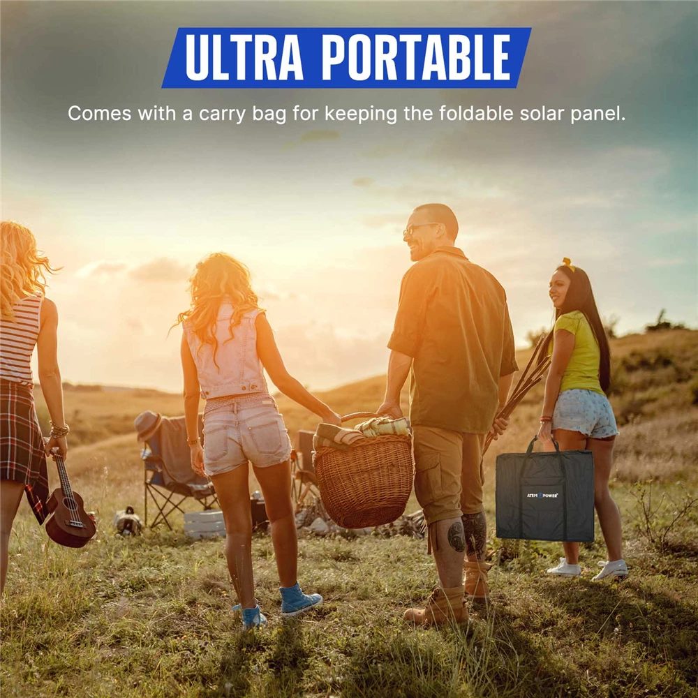 ATEM POWER 200W Portable Monocrystalline Solar Panel Without Glass 20A MPPT Controller with USB Output for RV Camping - Image 4