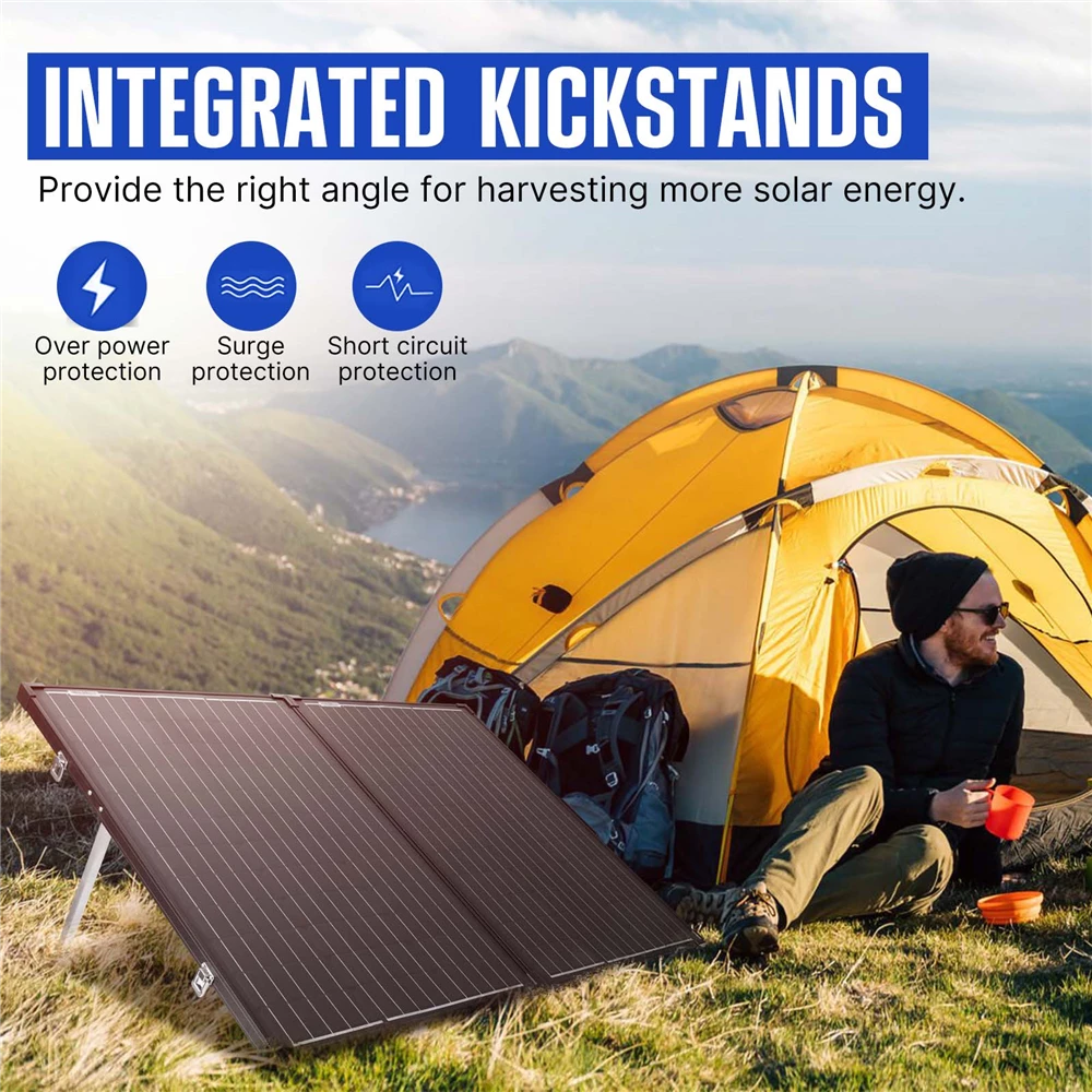 ATEM POWER 200W Portable Monocrystalline Solar Panel Without Glass 20A MPPT Controller with USB Output for RV Camping - Image 5