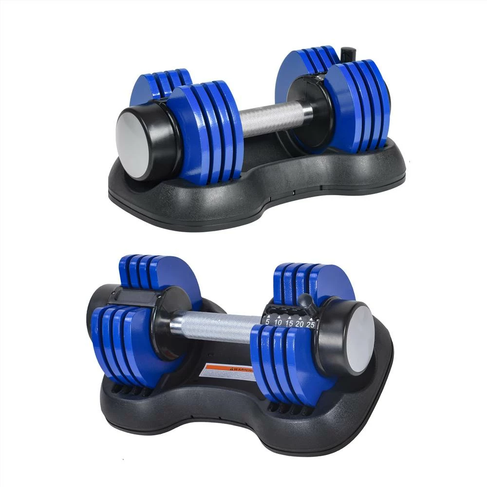 Fitness Dumbbell Sets Each With A 25-Pound Quick Adjustment And Weight Board Uses The Connecting Rod As A Barbell Exercise Two Note Blue