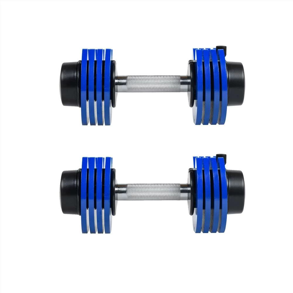 Fitness Dumbbell Sets Each With A 25-Pound Quick Adjustment And Weight Board Uses The Connecting Rod As A Barbell Exercise Two Note Blue - Image 3