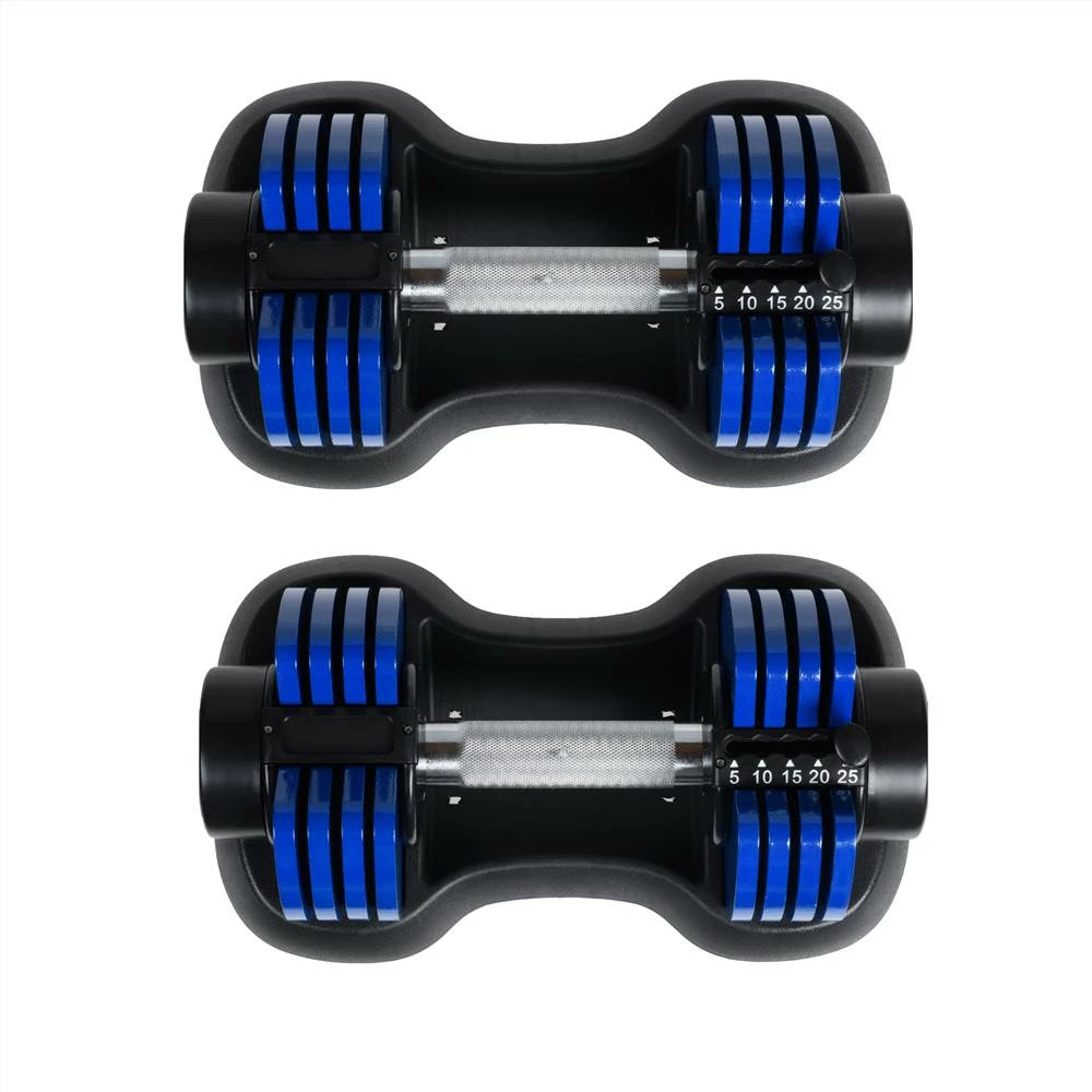 Fitness Dumbbell Sets Each With A 25-Pound Quick Adjustment And Weight Board Uses The Connecting Rod As A Barbell Exercise Two Note Blue - Image 4