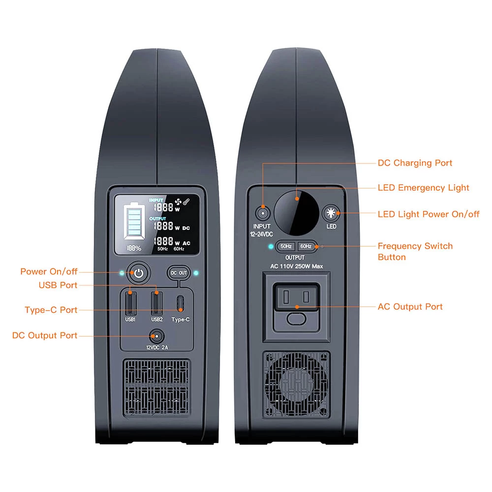 BULLBAT Pioneer 250 257Wh/250W Portable Power Station Solar Power Generators Backup Power Supply for Outdoor & Indoor - Image 4