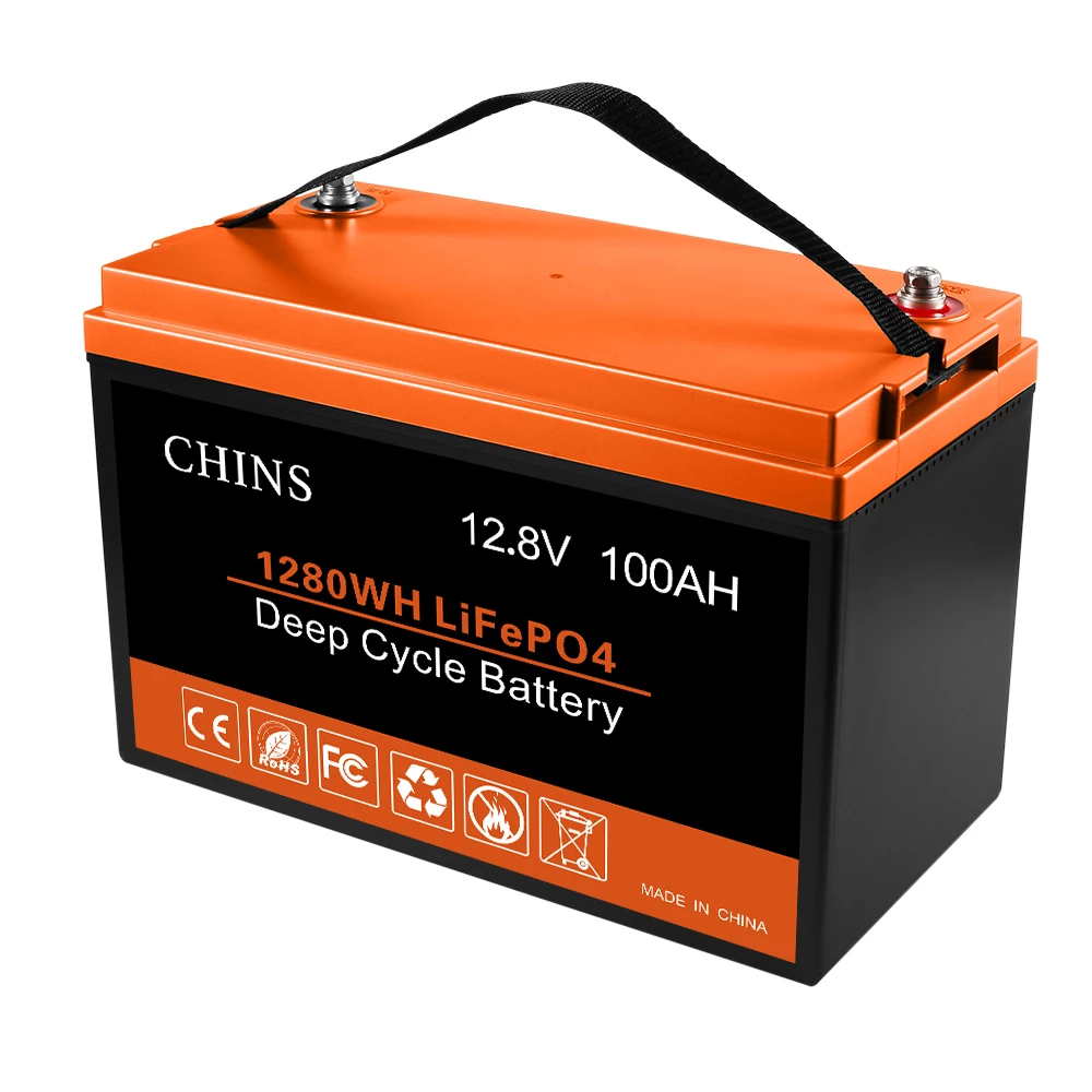 CHINS LiFePO4 Battery 12V 100AH Lithium Battery - Built-in 100A BMS, Perfect for Replacing Most of Backup Power, Home Energy Storage and Off-Grid