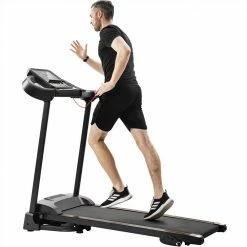 Compact Easy Folding Treadmill Motorized Running Jogging Machine Hydraulic Folding System 0-7.5 MPH Speed Adjuster 1.5HP Motor Quality 4-Layer Running Belt Large LCD Display -Black
