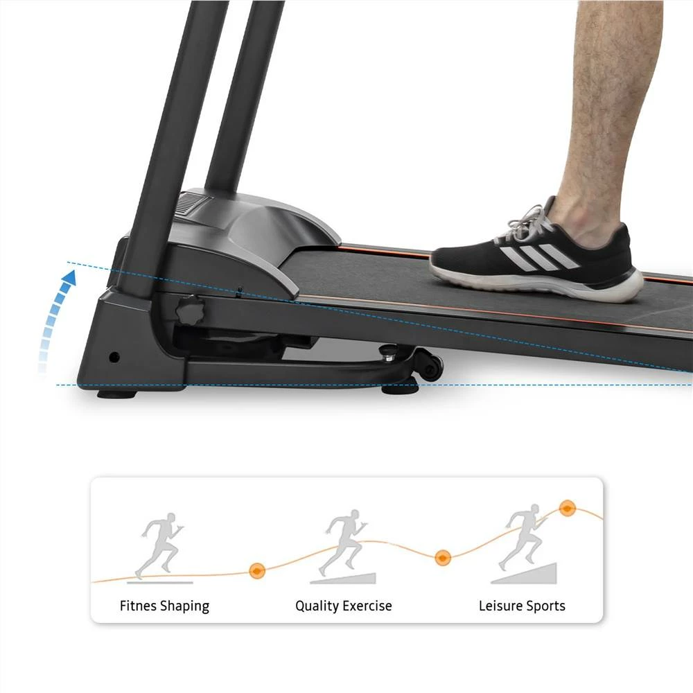 Compact Easy Folding Treadmill Motorized Running Jogging Machine Hydraulic Folding System 0-7.5 MPH Speed Adjuster 1.5HP Motor Quality 4-Layer Running Belt Large LCD Display -Black - Image 4