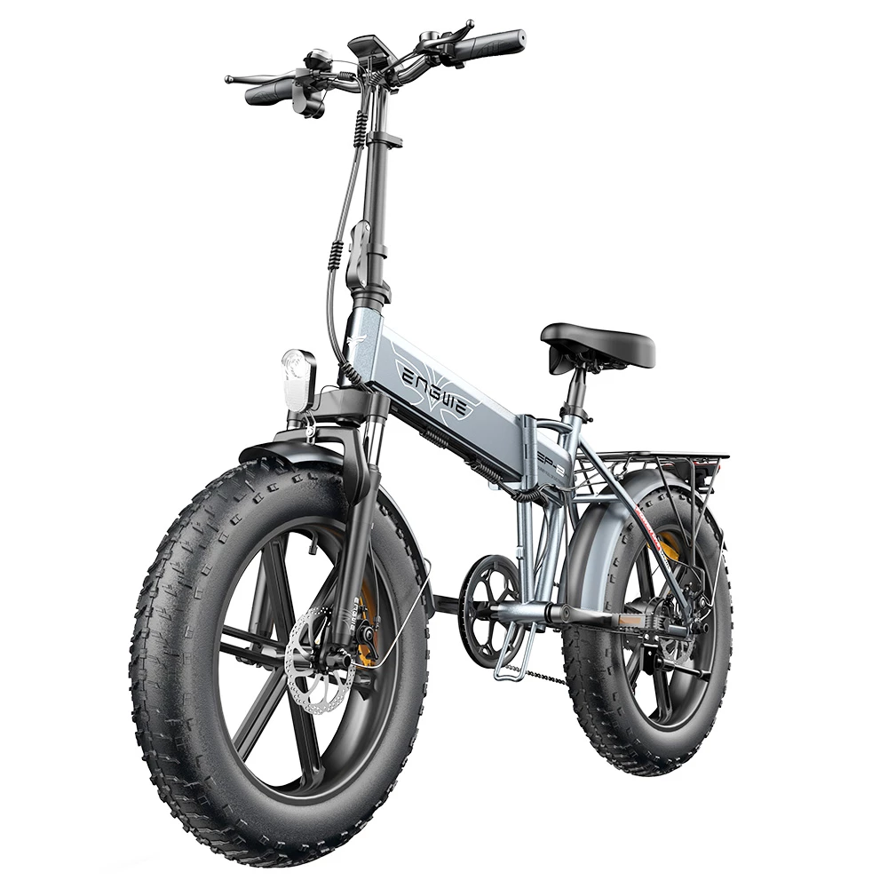 ENGWE EP-2 Pro 2022 Version Folding Electric Bike 20*4.0 Inch Fat Tire 750W Motor 35Km/h Max Speed 48V 13Ah Battery 150KG Max Load SHIMANO 7-Speed Gears Dual Disc Brake 100KM Range Mountain Beach Snow Folding Bicycle - Grey - Image 2