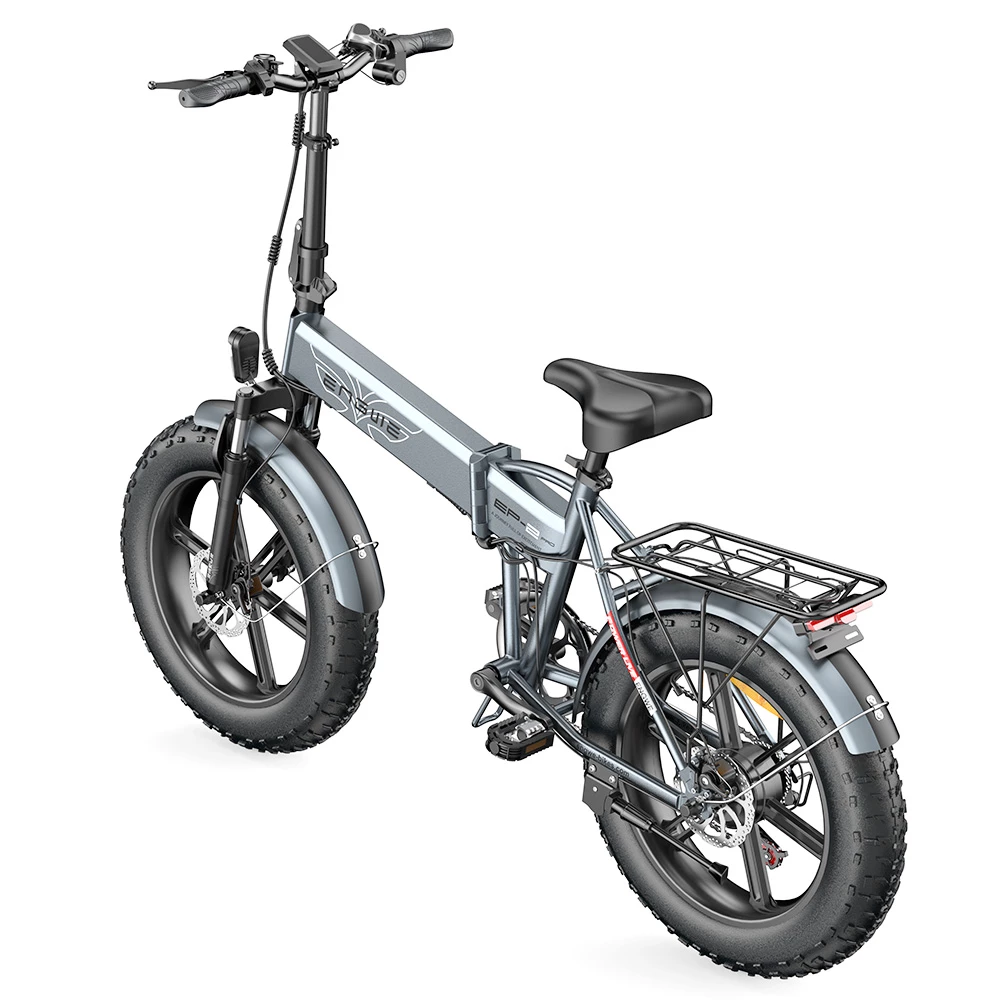 ENGWE EP-2 Pro 2022 Version Folding Electric Bike 20*4.0 Inch Fat Tire 750W Motor 35Km/h Max Speed 48V 13Ah Battery 150KG Max Load SHIMANO 7-Speed Gears Dual Disc Brake 100KM Range Mountain Beach Snow Folding Bicycle - Grey - Image 3