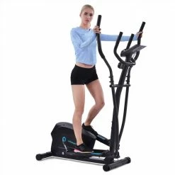 Elliptical Trainer Machine Upright Exercise Bike with 8-Level Magnetic Resistance for Home Gym Cardio Workout - Black