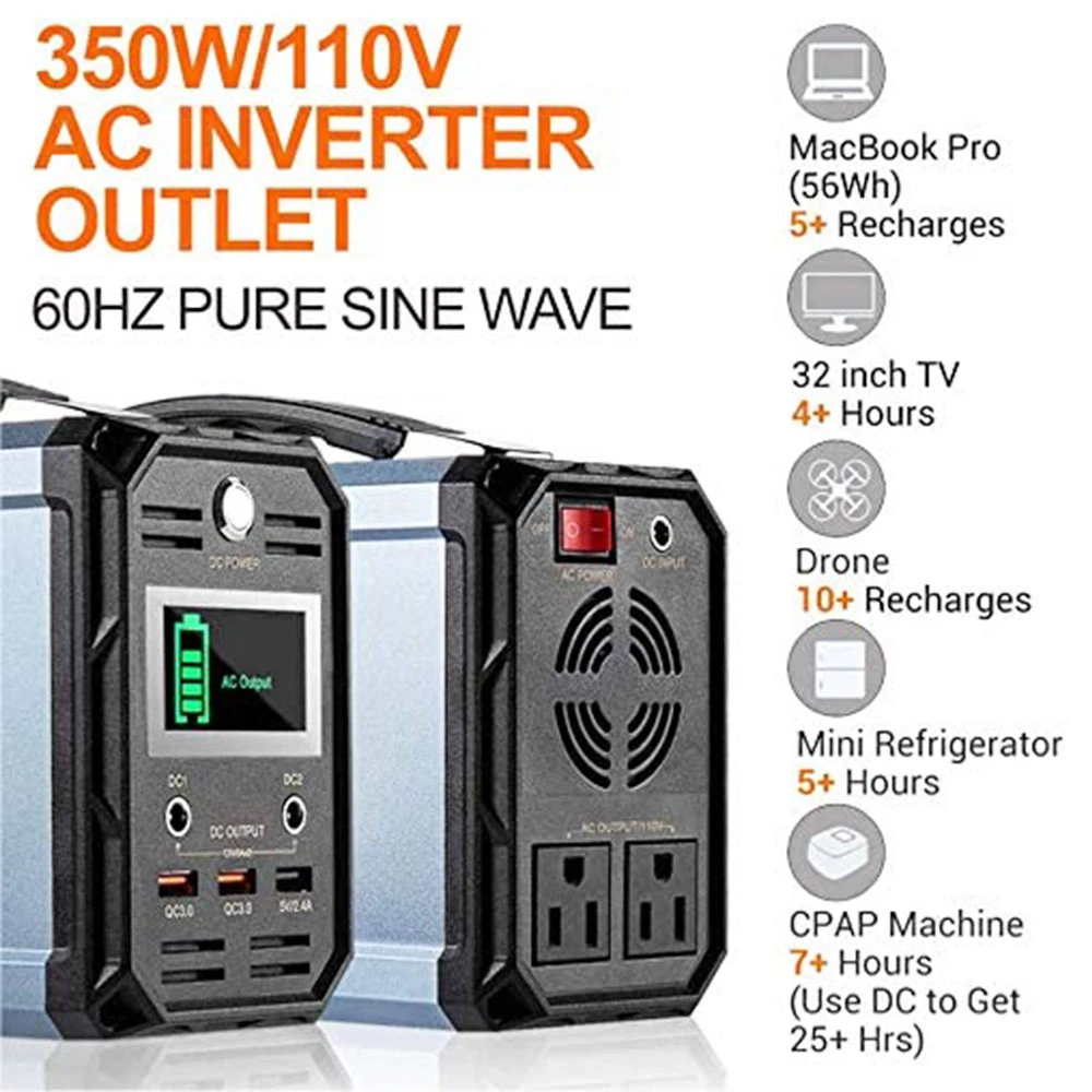 Flashfish G300 300W Portable Power Station, 222Wh/60000mAh Battery Solar Generator, 7 Outputs, 110V Pure Sine Wave Emergency Power Supply - Image 4