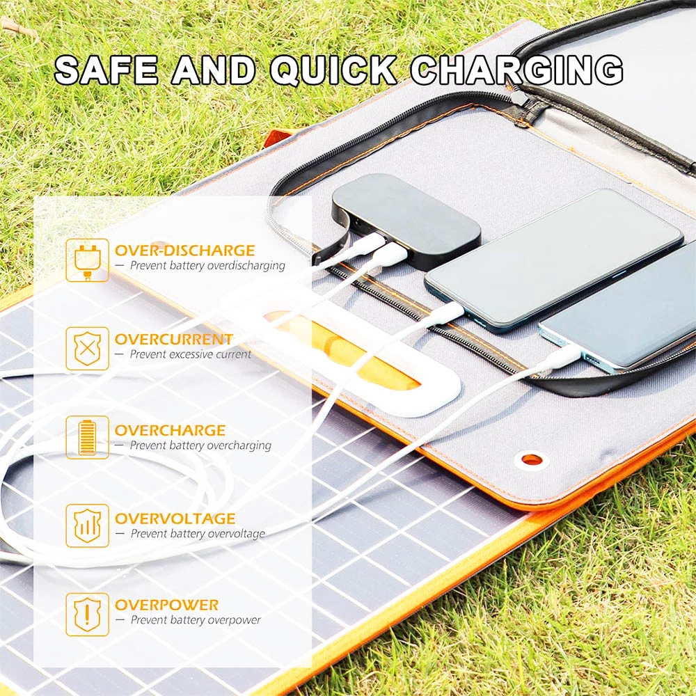Flashfish TSP 18V/100W Foldable Solar Panel Portable Solar Charger with DC/USB Output - Image 6