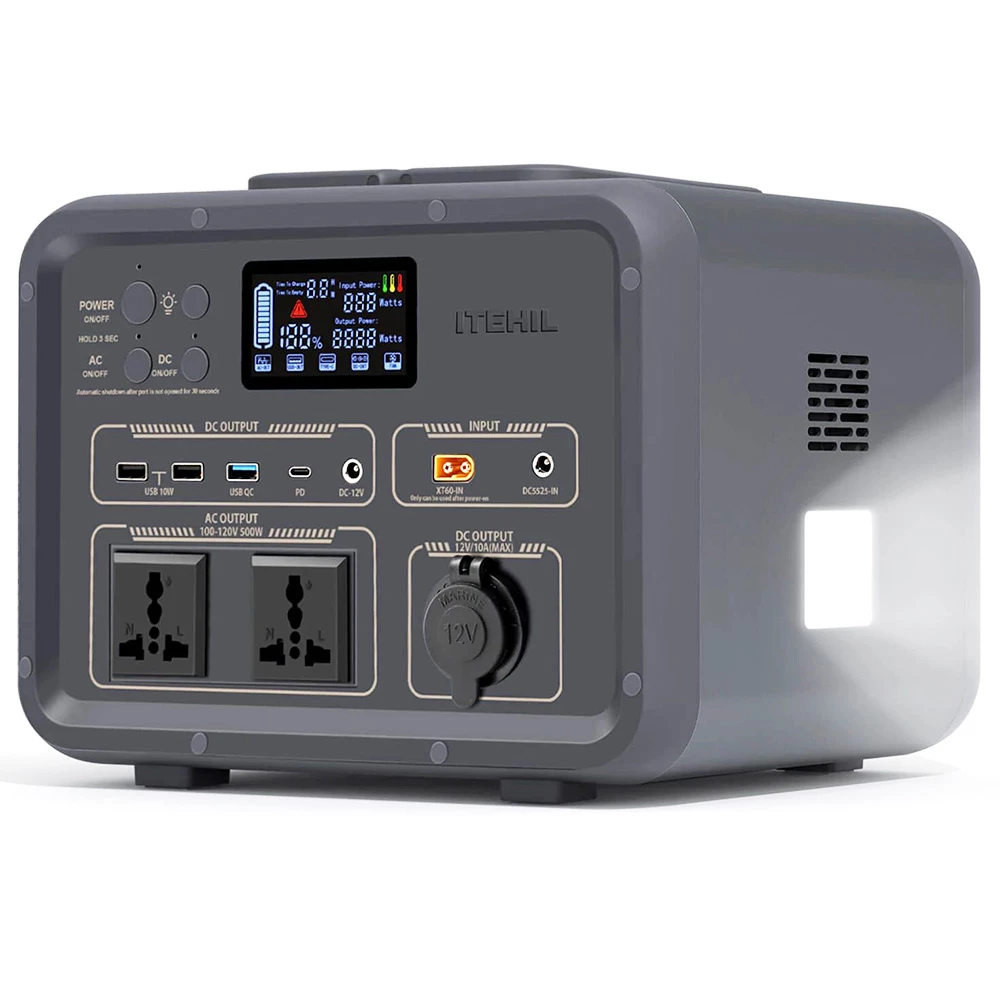 ITEHIL IT500 500W LiFePO4 Portable Power Station Fast Charging with LED Display for Camping Outdoor RV - Image 2