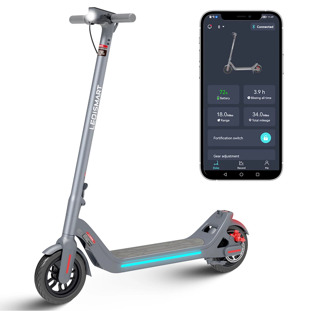 LEQISMART A8 Folding Electric Scooter 350W Motor 36V/10.4Ah Battery 9 Inch Tire - Gray - Image 2