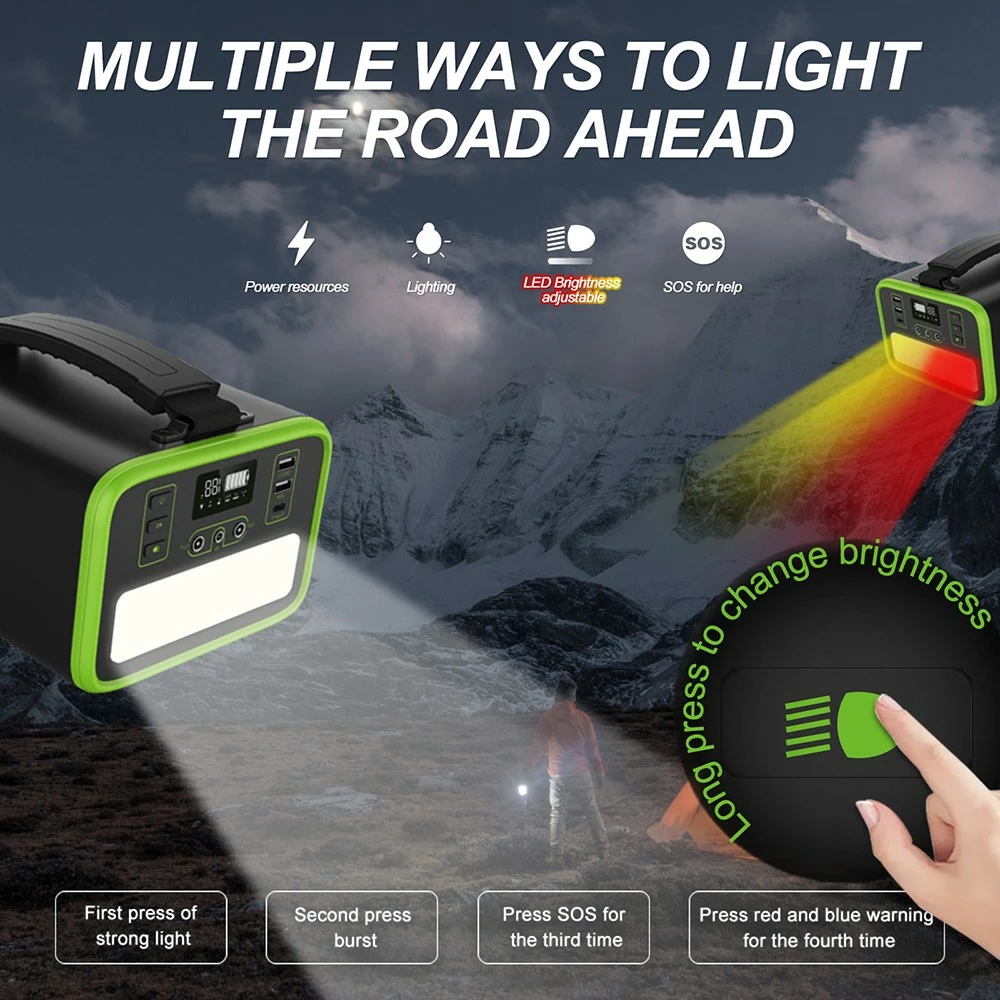 NECESPOW N300 320W Portable Power Station, 281Wh/88000mAh LiFePo4 Battery Solar Generator, Pure Sine Wave AC Outlet, PD 65W Charging, LED Flashlight, 7 Outputs - Image 3