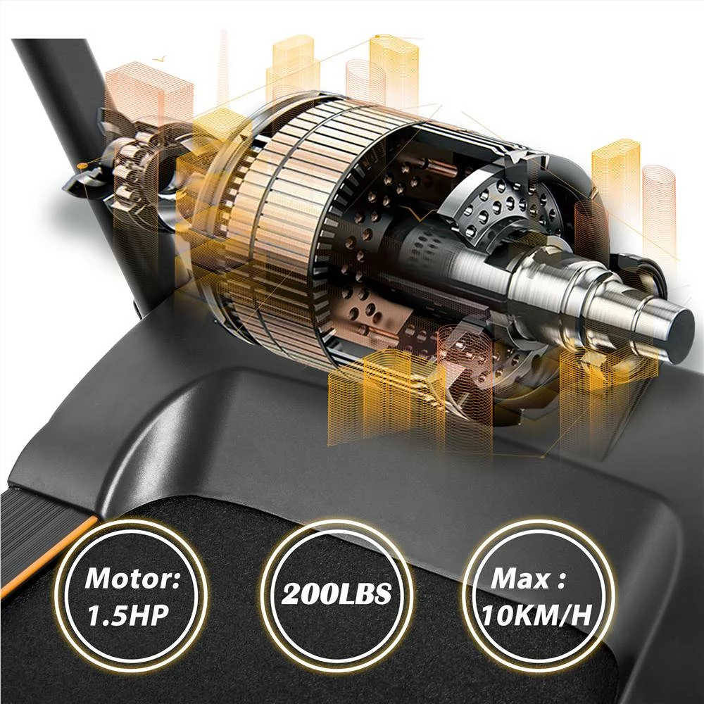 Merax 8030C Foldable Electric Treadmill Motorized Running Machine 1.5HP Motor Speed 3 Modes and 12 Automatic Programs with Large Display Transport Wheels Armrest Design - Black - Image 4