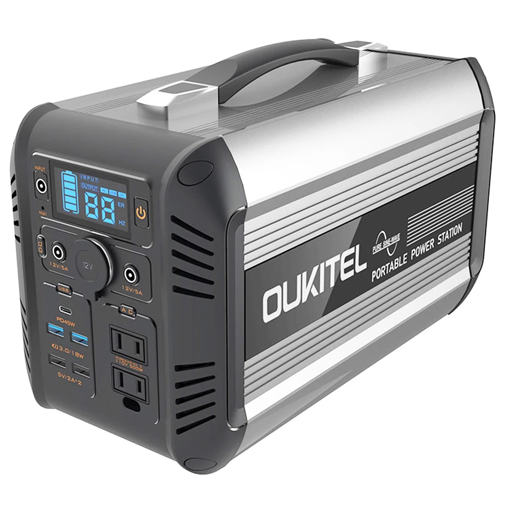 OUKITEL CN505 Portable Power Station 614Wh/500W with Pure Sine Wave and Solar Fast Charging - Black - Image 2