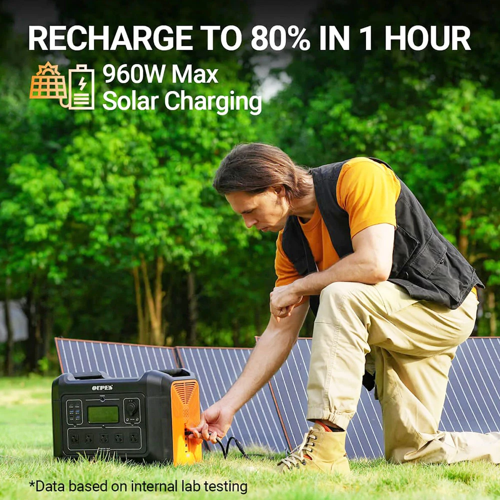 OUPES 2400W 2232Wh Portable Power Station + 4Pcs 240W Foldable Solar Panels Outdoor Power Supply Kit - US Plug - Image 6