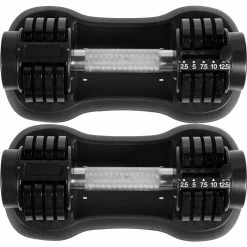 Pair of 12.5 Lbs Adjustable Dumbbell with Handle and Weight Plate for Home Gym black