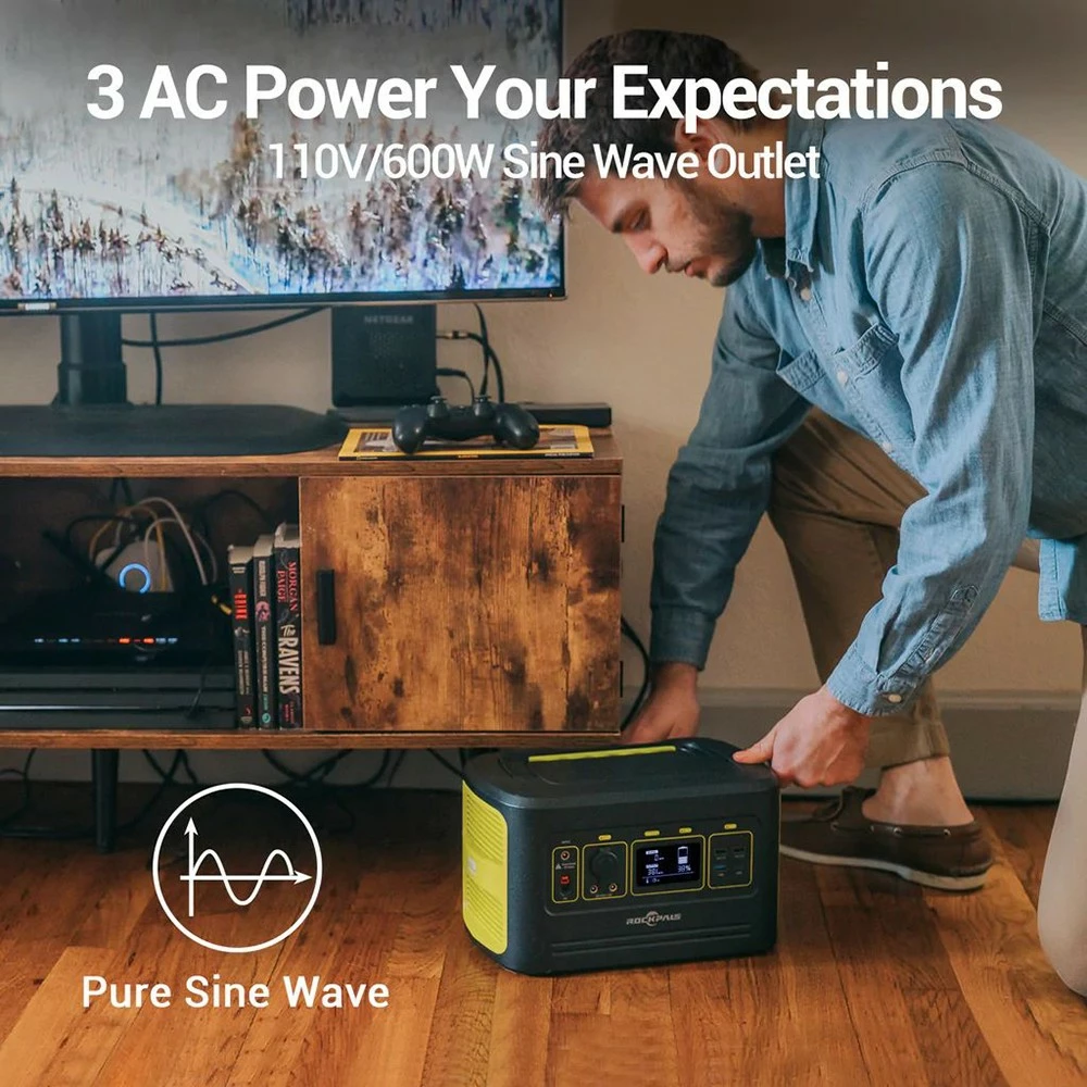 ROCKPALS Freeman 600W Portable Power Station, 614.4Wh Solar Generator, 156W Fast Charging, Pure Sine Wave, MPPT Solar Controller - Image 5