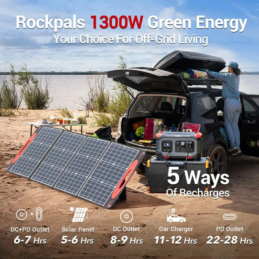 ROCKPALS Rockpower 1300W Portable Power Station, 1254.4Wh Solar Generator, 220W Fast Charging, Pure Sine Wave, MPPT Solar Controller - Image 5