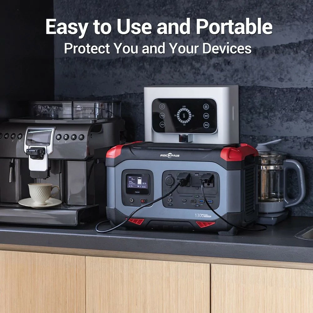 ROCKPALS Rockpower 1300W Portable Power Station, 1254.4Wh Solar Generator, 220W Fast Charging, Pure Sine Wave, MPPT Solar Controller - Image 6