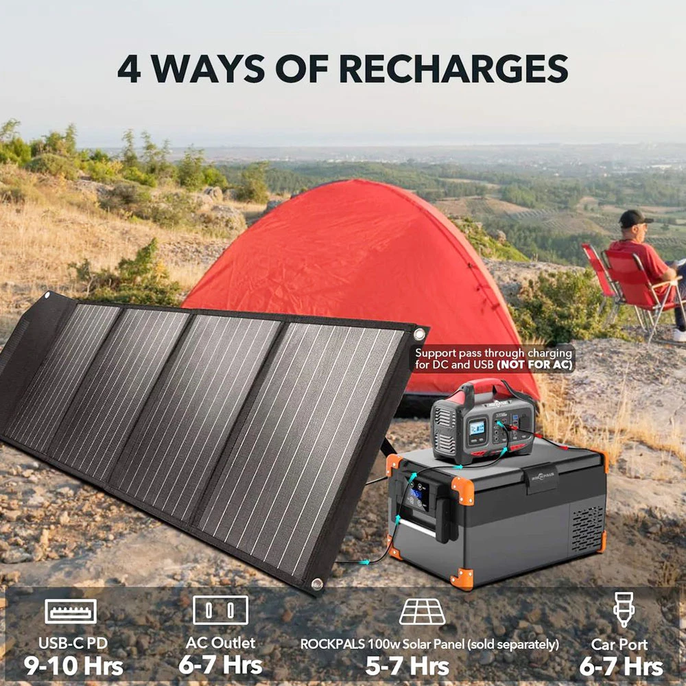 ROCKPALS Rockpower 300W Portable Power Station, 280Wh Solar Generator, 110V Pure Sine Wave, Built-in MPPT Solar Controller - Image 4