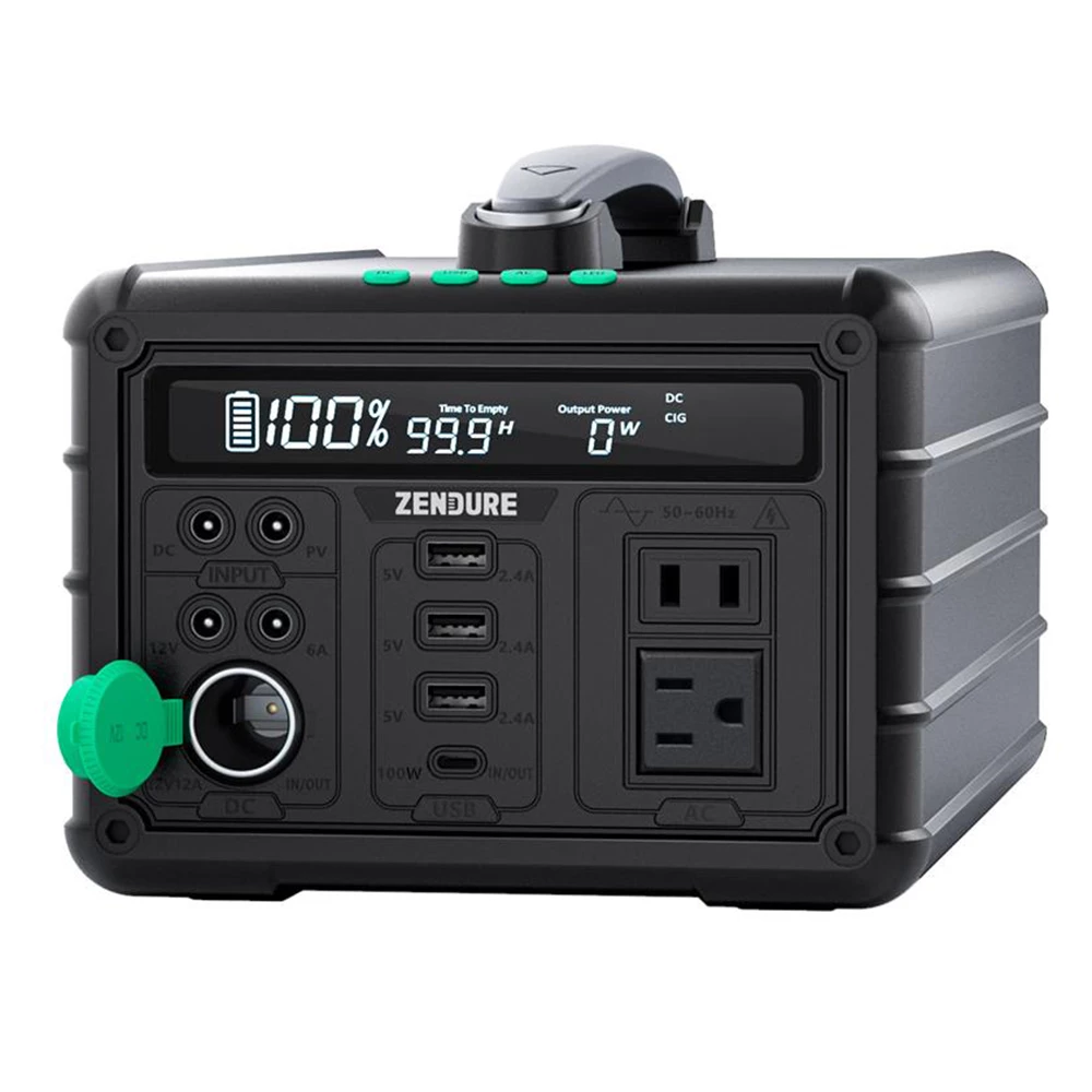 ZENDURE SuperBase 600M Portable Power Station, 607Wh Battery Capacity, 600W AC Output, 9 Ports, Low Noise, 10W LED Lamp