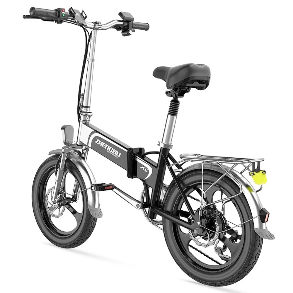 ZHENGBU 20" X6 400W Motor Shimano 7-Speed 48V 10.4Ah Battery Commuter Folding Electric Bike - Black - Image 3