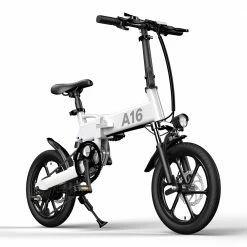 ADO A16 Electric Folding Bike 16 inch City Bicycle 350W Hall Brushless Motor SHIMANO 7-Speed Rear Derailleur 36V 7.8Ah Removable Battery 35km/h Max speed up to 35km Max Range IPX5 Double Shock-absorption Aluminum alloy Frame 16*1.95 Tires - White
