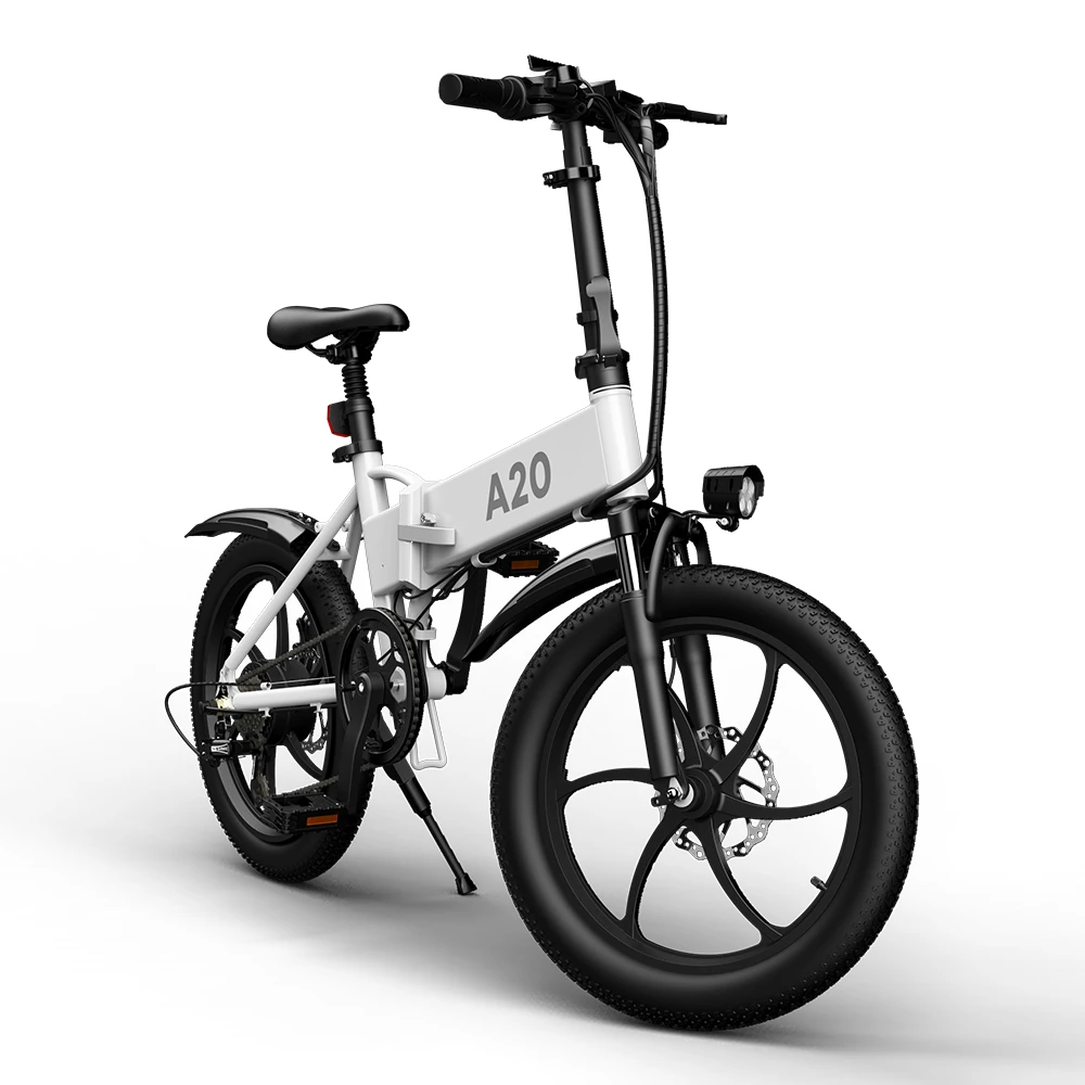 ADO A20 Electric Folding Bike 20 inch City Bicycle 350W Hall Brushless Gear DC Motor SHIMANO 7-Speed Rear Derailleur 36V 10.4Ah Removable Battery 35km/h Max speed up to 60km Max Range IPX5 Double Shock-absorption Aluminum alloy Frame - White - Image 2