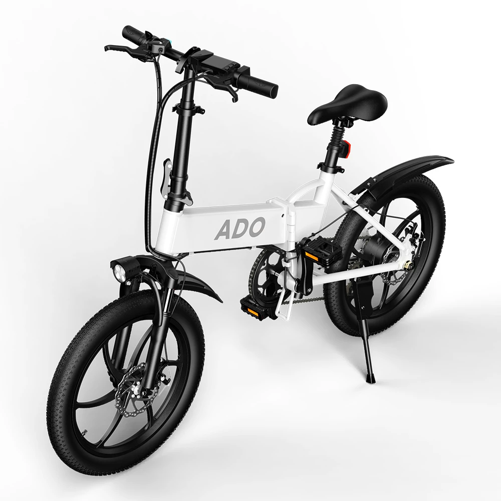 ADO A20 Electric Folding Bike 20 inch City Bicycle 350W Hall Brushless Gear DC Motor SHIMANO 7-Speed Rear Derailleur 36V 10.4Ah Removable Battery 35km/h Max speed up to 60km Max Range IPX5 Double Shock-absorption Aluminum alloy Frame - White - Image 6