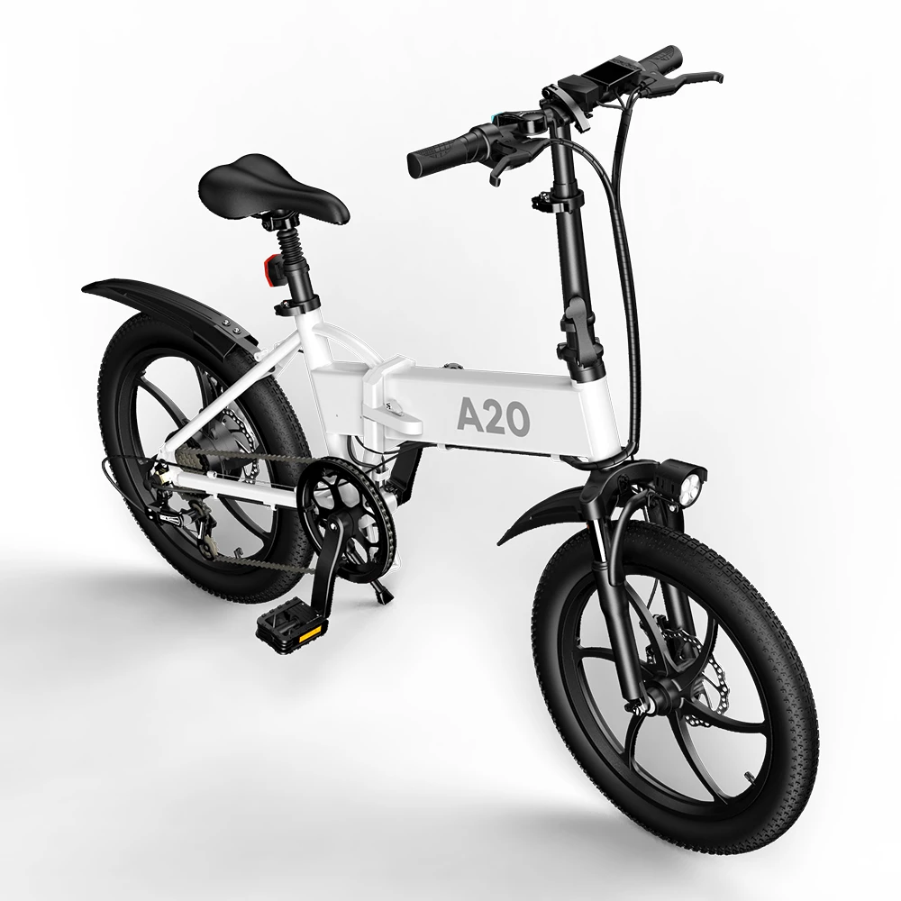 ADO A20 Electric Folding Bike 20 inch City Bicycle 350W Hall Brushless Gear DC Motor SHIMANO 7-Speed Rear Derailleur 36V 10.4Ah Removable Battery 35km/h Max speed up to 60km Max Range IPX5 Double Shock-absorption Aluminum alloy Frame - White - Image 3