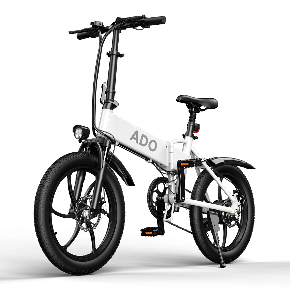 ADO A20 Electric Folding Bike 20 inch City Bicycle 350W Hall Brushless Gear DC Motor SHIMANO 7-Speed Rear Derailleur 36V 10.4Ah Removable Battery 35km/h Max speed up to 60km Max Range IPX5 Double Shock-absorption Aluminum alloy Frame - White - Image 4