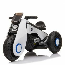 Children's Electric Motorcycle 3 Wheels Double Drive With Music Playback Function - White