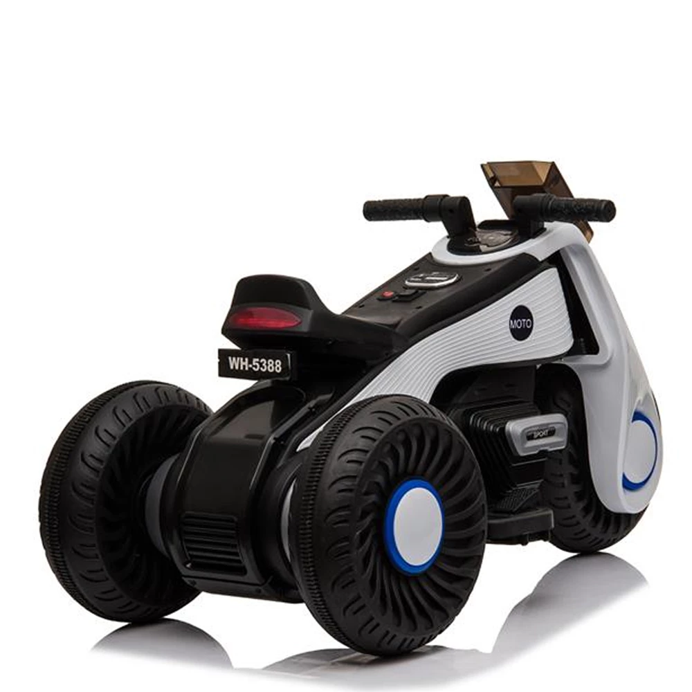 Children's Electric Motorcycle 3 Wheels Double Drive With Music Playback Function - White - Image 3