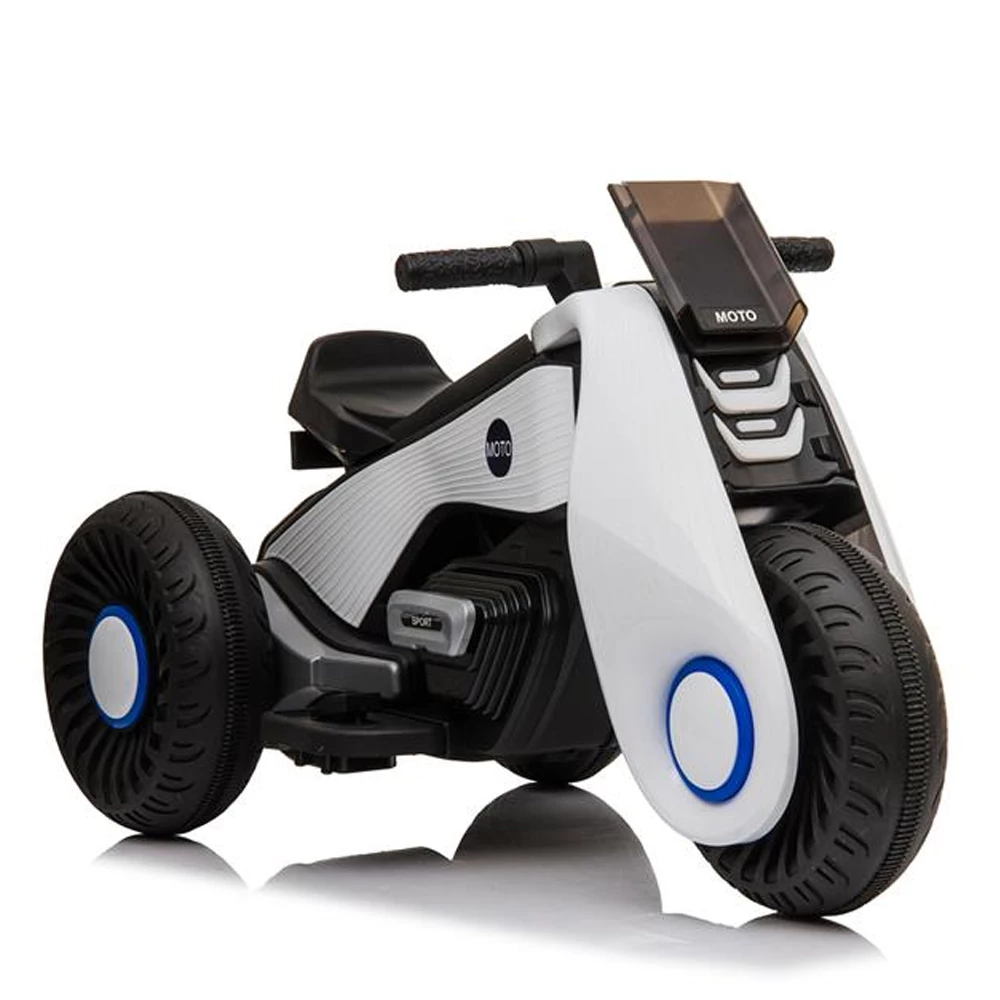 Children's Electric Motorcycle 3 Wheels Double Drive With Music Playback Function - White - Image 4